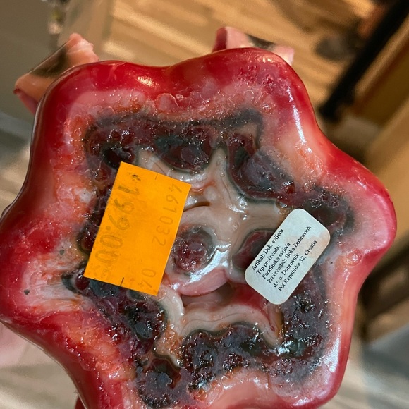 Carved Candles Home Decor Handmade Design Gift Hand Cream Burgundy Set Of Two - Picture 7 of 7